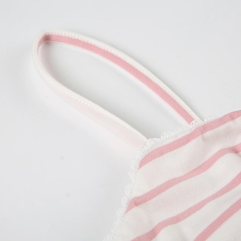 Sweet Striped A-Line Ruffle Spaghetti Strap Vest, Y2K Style Pleated Twist Fashion Top, Tight-Fitting Fall & Winter Women's Clothing