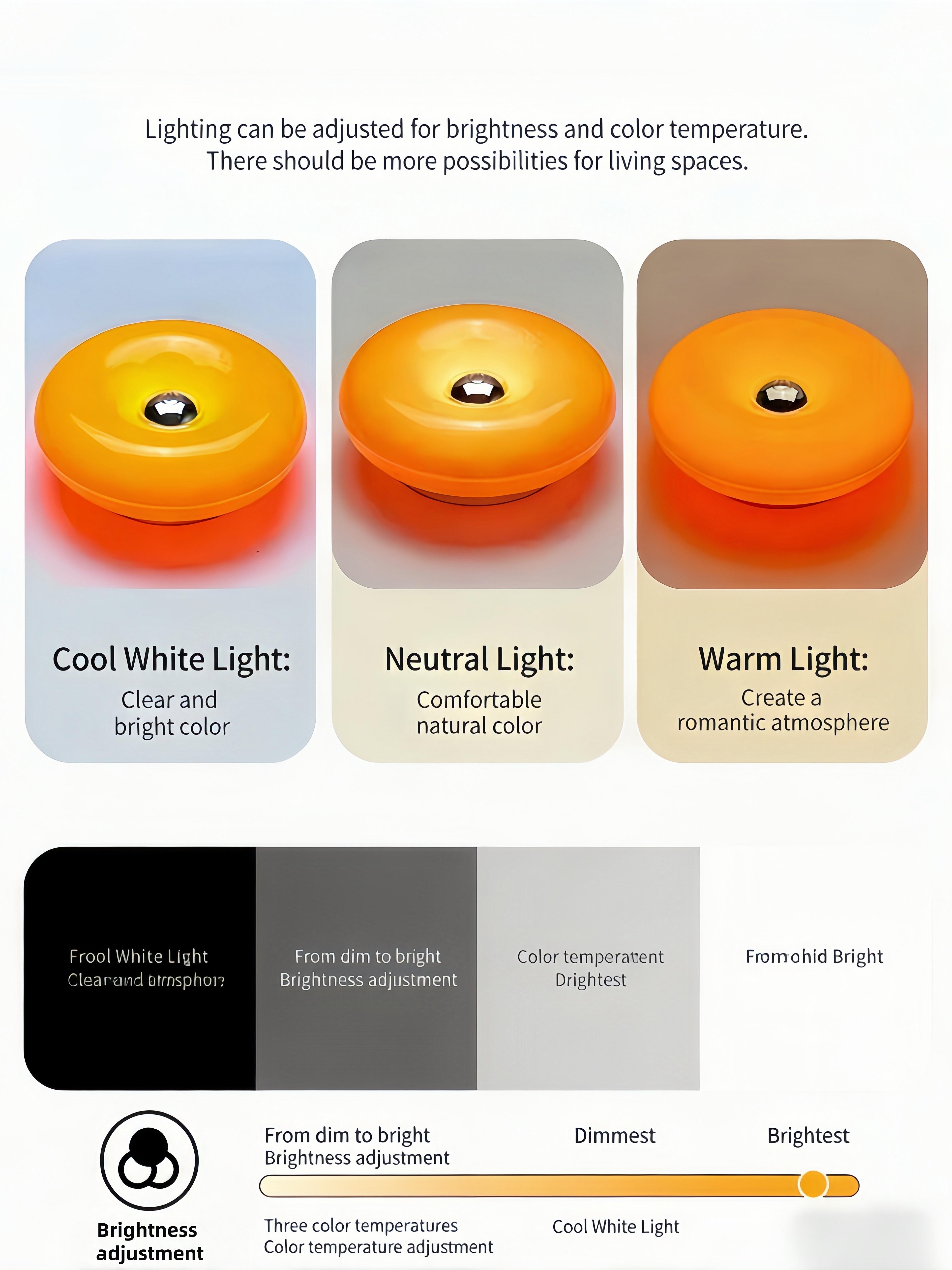 Modern Donut Table Light, LED Bedside Desk Light, USB Rechargeable Touch Switch, Three-Tone Dimming Ambiance, Durable Plastic Shade