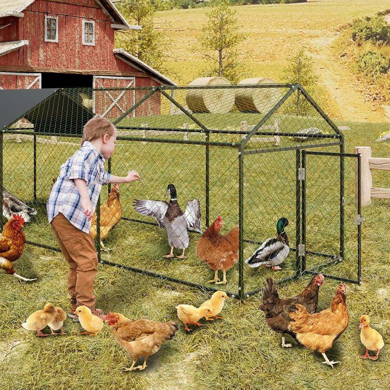 Large Metal Chicken Coop, Chicken Runs for Yard with Waterproof & Anti-UV Cover, Heavy Duty Hen House Poultry Cage for Outdoor Backyard Farm Use, 120x40x40 inch, Black