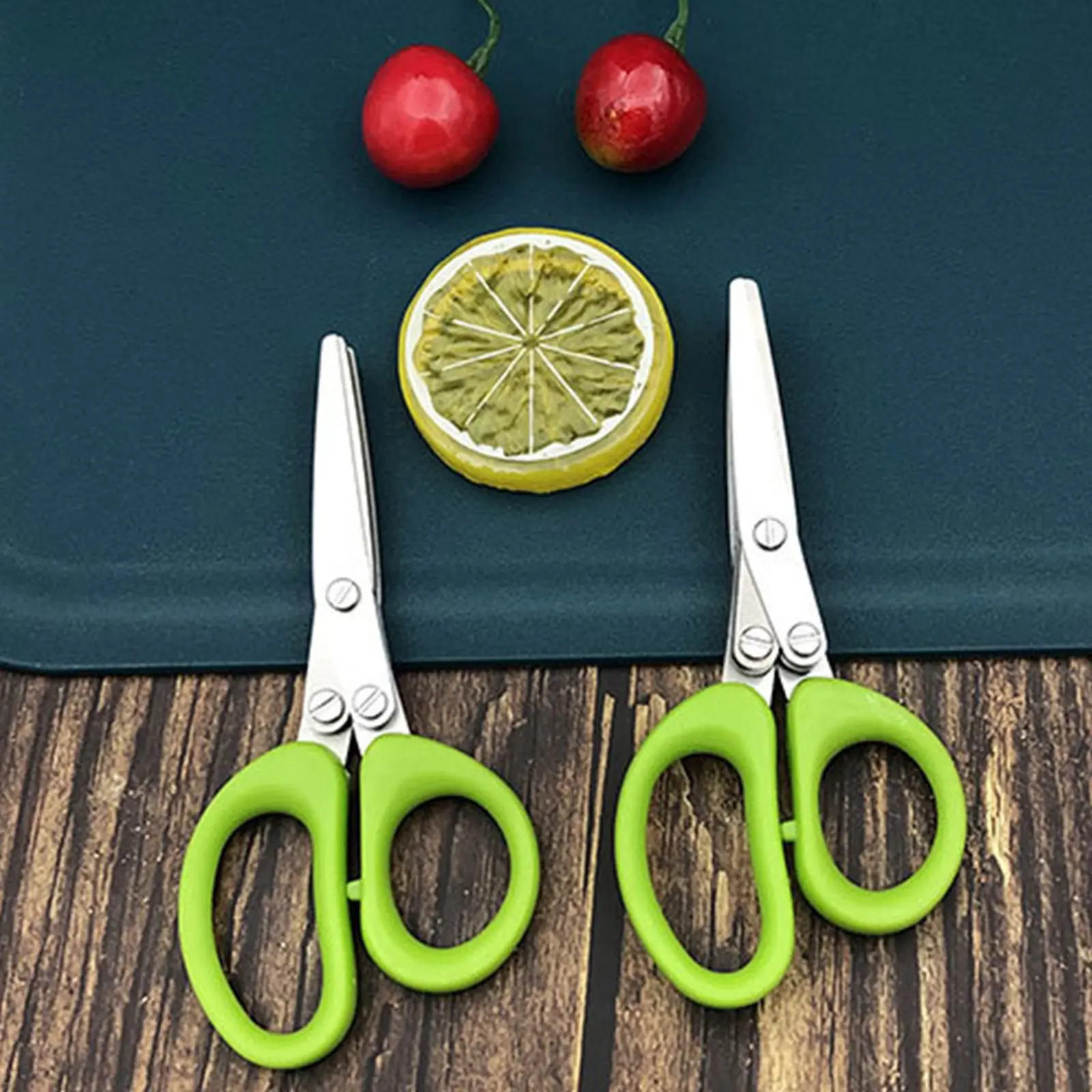 Stainless Steel Stacked Blade Kitchen Snipping Implement With PP Grip Handle, Household Handheld Food Trimming Fixture For Scallions, Cilantro, Nori Sheets And Chili Peppers, Home Cooking Prep Manual Cutting Accessory