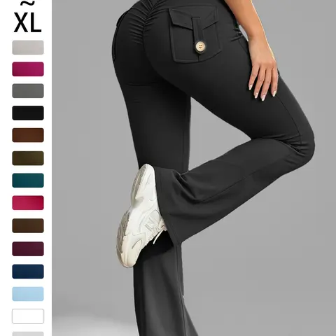 Women's Sporty High Waist Fitted Trousers, Core Stretch Cuffed Pants with Pockets, Ideal for Fitness Yoga, Summer Essential, Workout Activewear Bottoms