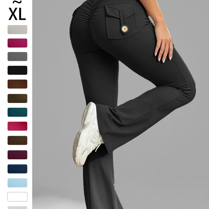 Women's Sporty High Waist Fitted Trousers, Core Stretch Cuffed Pants with Pockets, Ideal for Fitness Yoga, Summer Essential, Workout Activewear Bottoms