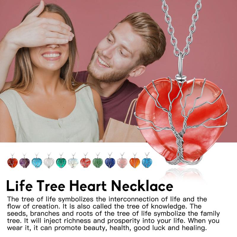 FaithHeart Tree of Life Birthstone Necklace For Unisex Stainless Steel