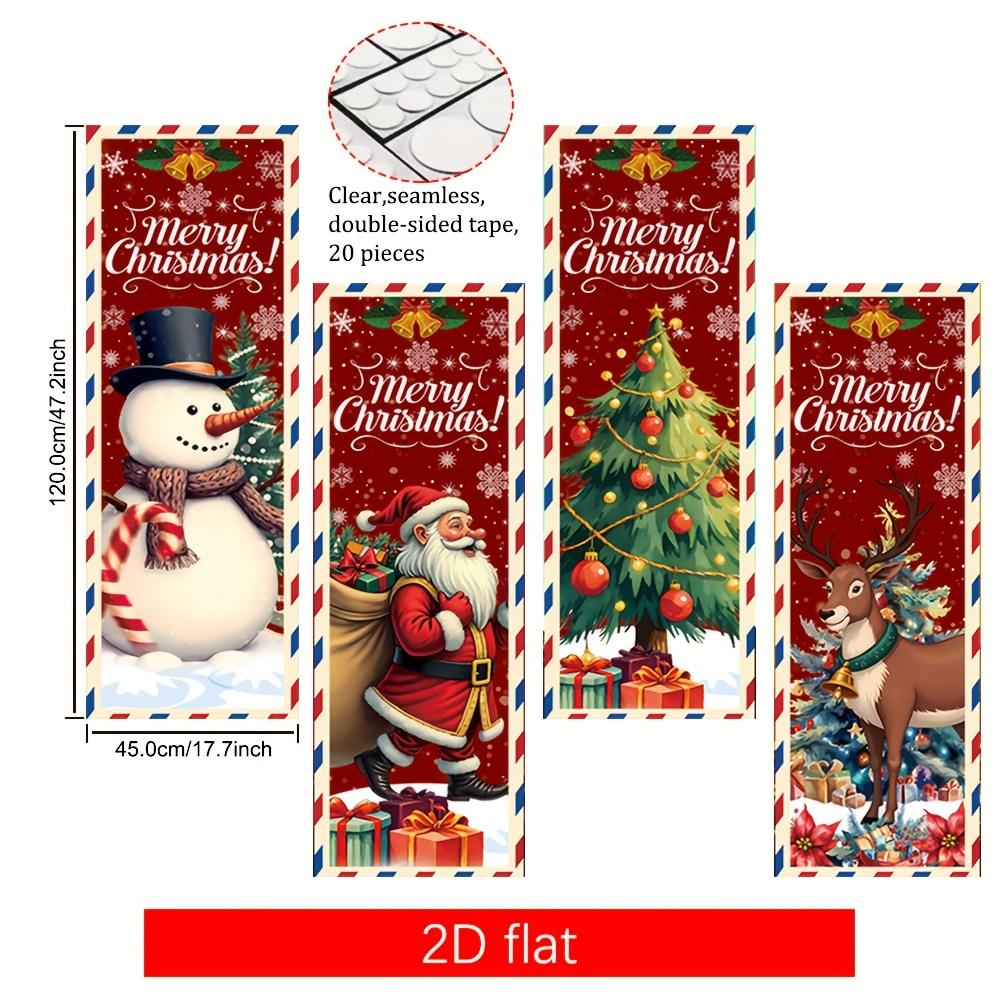 4 Piece Polyester Christmas Party Banners, Decorative Banner, with Classic Elements, Ideal for Church and Home Wall Decor, Sij-005 Model