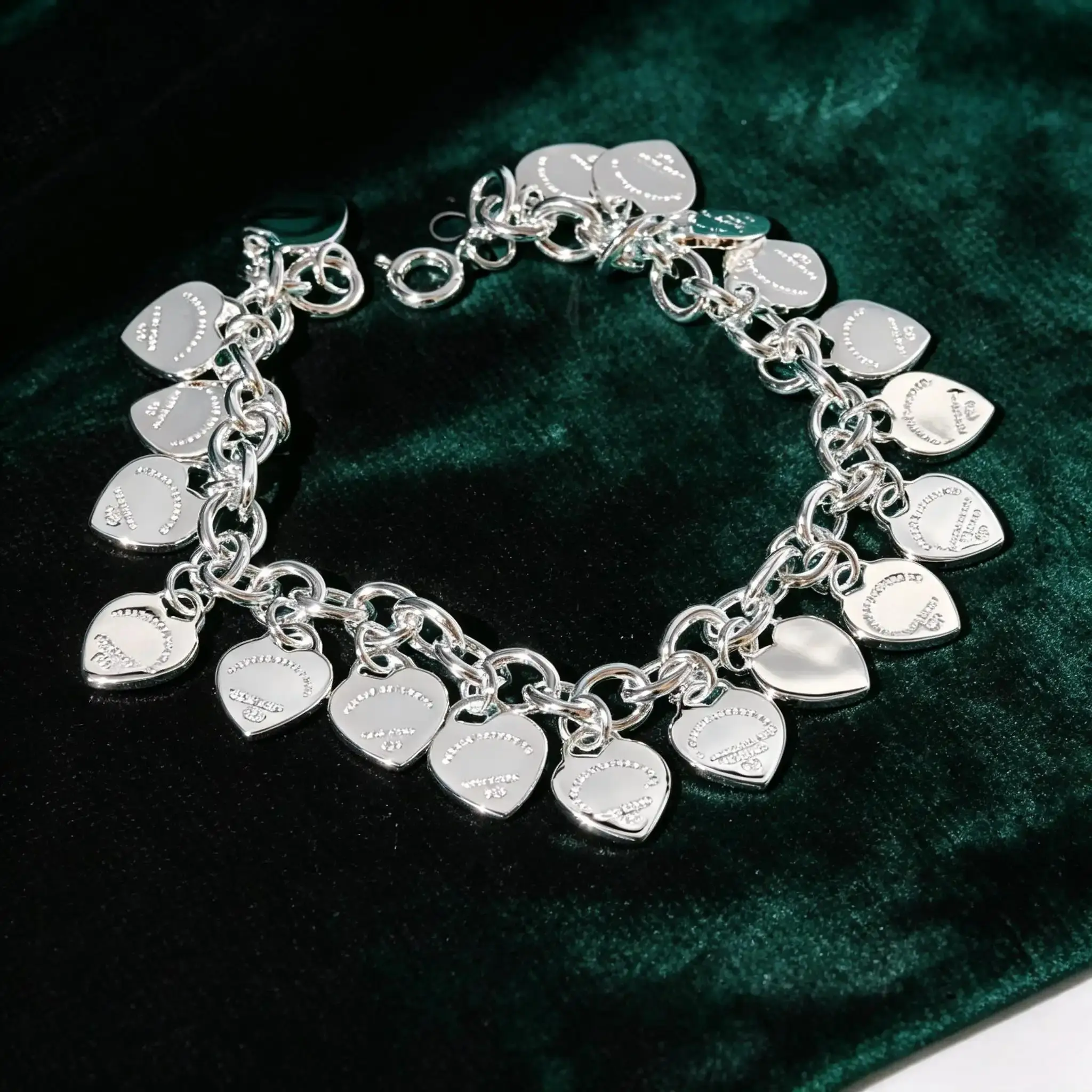 Women's Multi-Heart Silver Bracelet - Classic Stylish Costume Jewelry Accessory Women's Multi-Heart Silver Bracelet - Classic Stylish Costume Jewelry Accessory