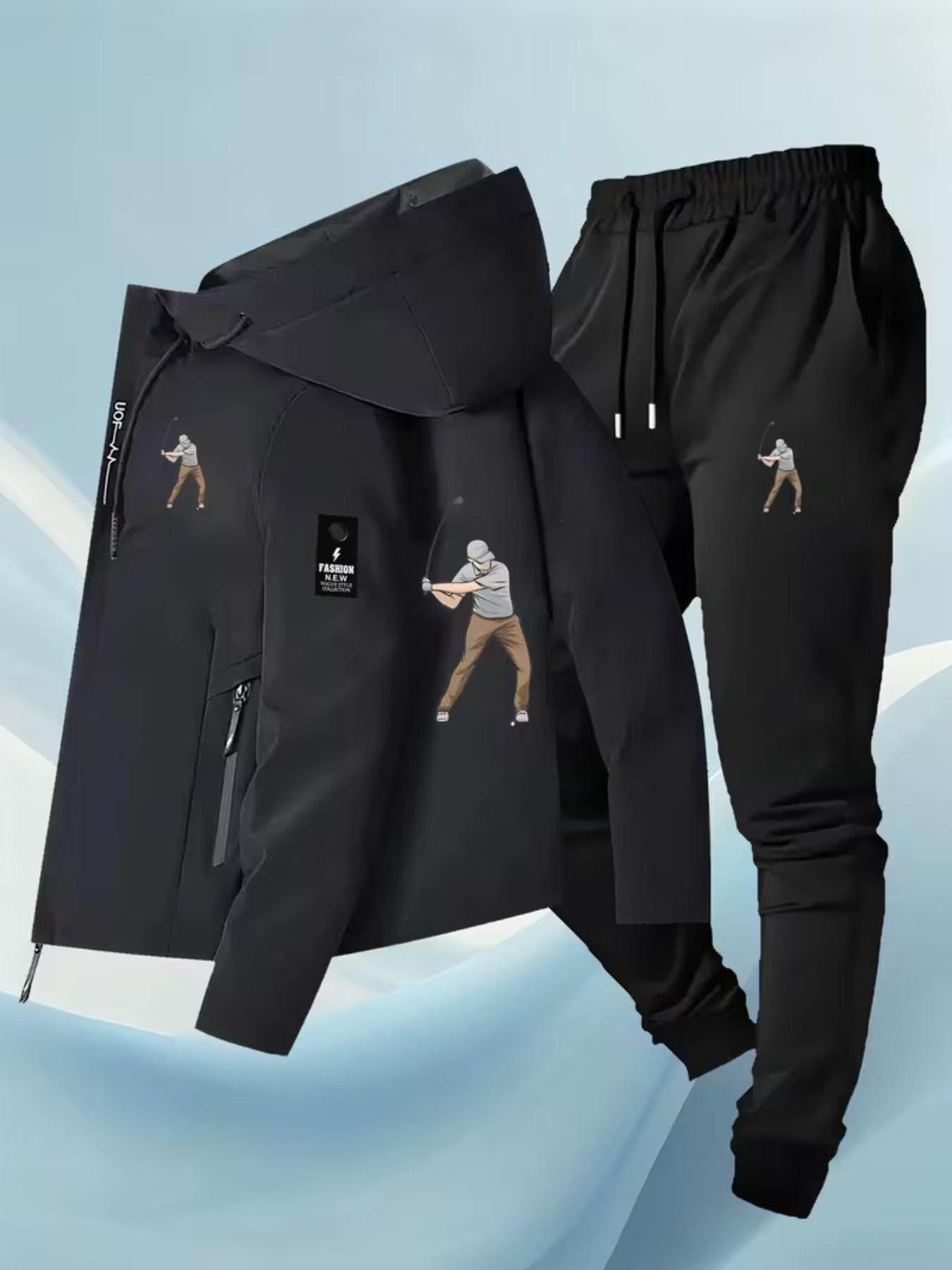 Men's Casual Outdoor Jacket Set, Comfortable Camping Hiking Fitness Daily Commute Breathable Durable Mountain Wear