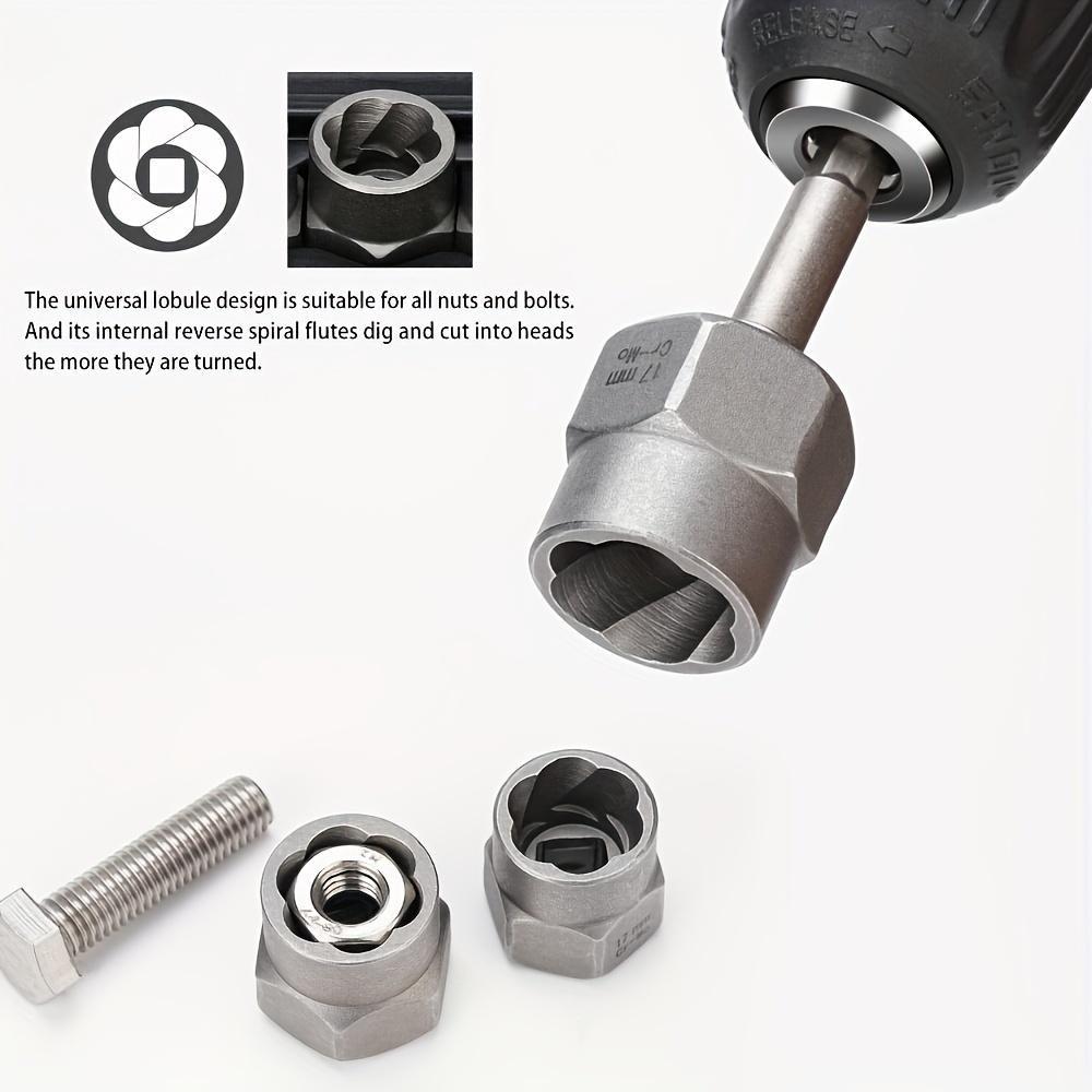 14-Piece Nut Removal Tool Set, Bolt and Nut Extractor with 1/4 Inch to 3/8 Inch Drive Hex Socket Adapters, Essential Hardware Tools