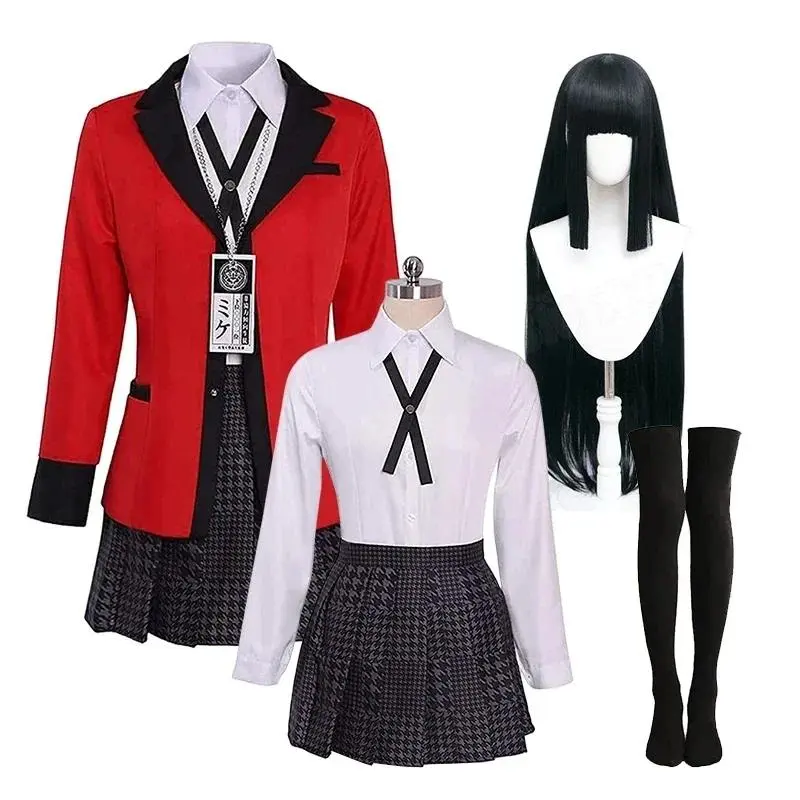 Anime Kakegurui Compulsive Gambler School Uniform Set - Jabami Yumeko, Meari Saotome Girls' JK Cosplay Costumes with Clothes Accessories
