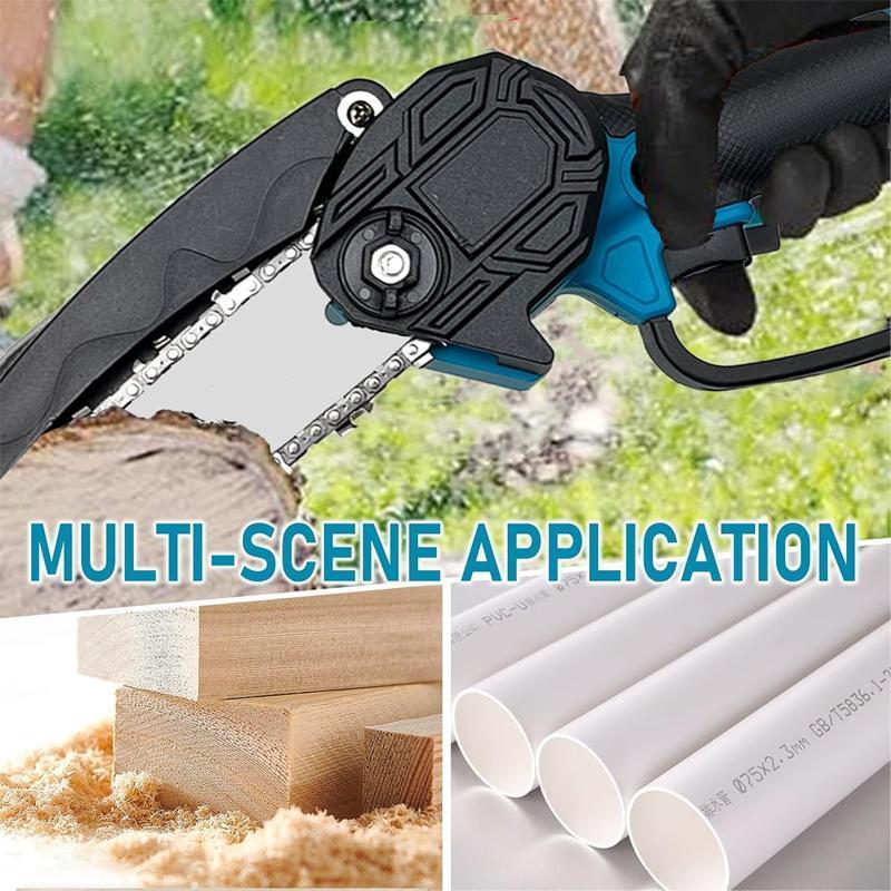 Mini Chainsaw Cordless 6-inch, Portable Handheld Electric Chain Saw with 2x3000mAh Large Batteries, Battery Powered Chainsaw Garden Tools for Wood Cutting Tree Trimming, Best Gifts for Dad, Husband