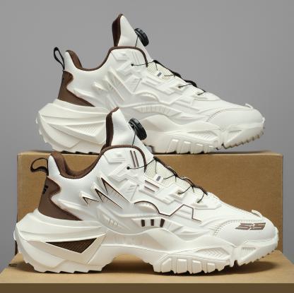 BIGWIG Men's Stylish Black Chunky Sneakers - Durable, non-slip mecha style dad shoes with swivel buckle, breathable fabric lining, all season comfort, perfect for sports and outdoor activities