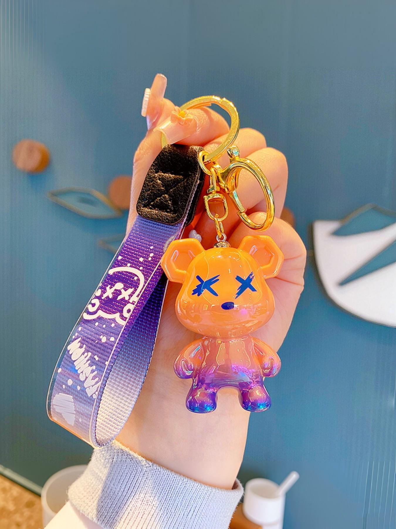 Creative Color-Changing Bear Keychain, Cute Cartoon Couple Car Key Ring, Bag Pendant, Small Gift, Perfect for Friends, Holiday Present
