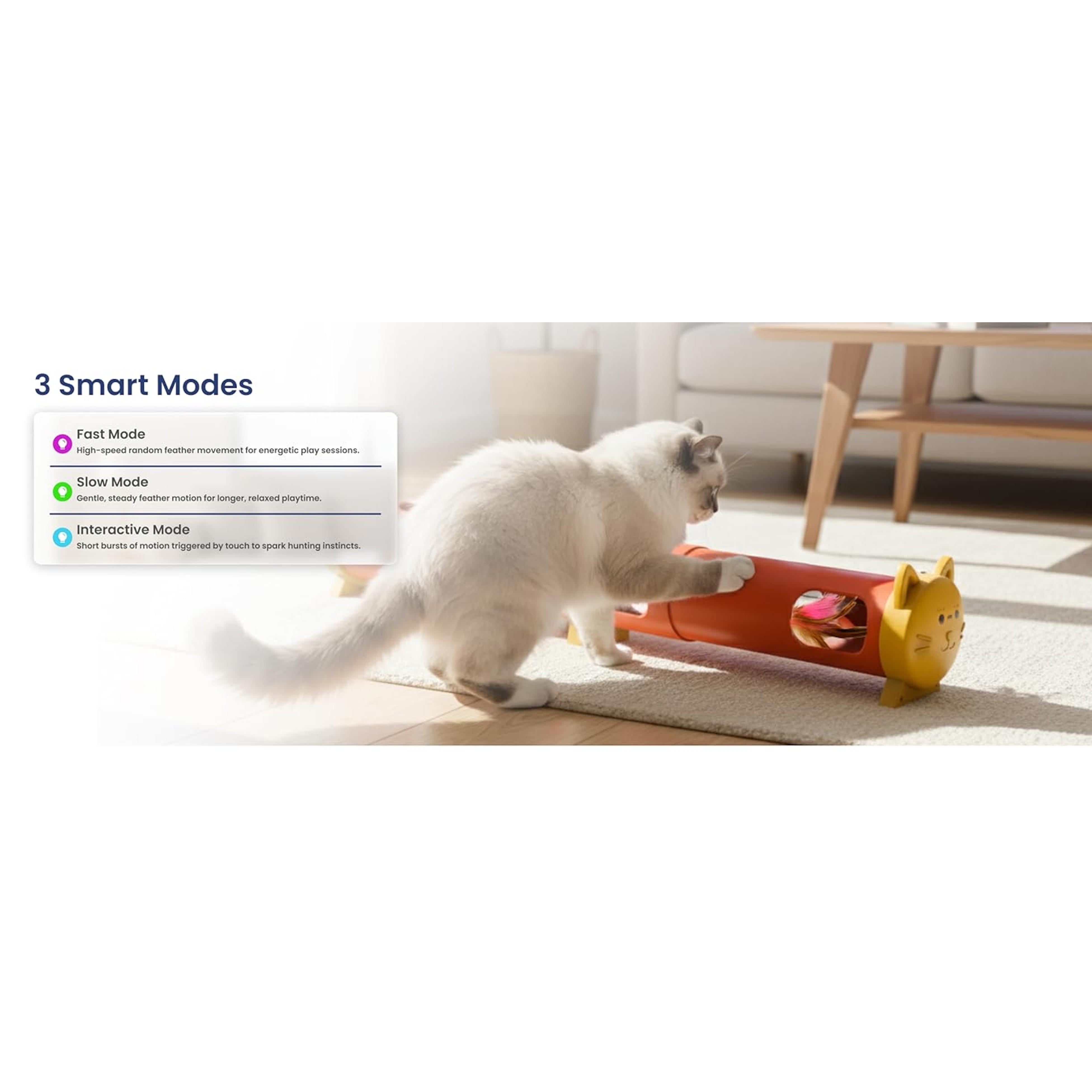 Electric Feather Teaser Tube Cat Toy, Interactive Automatic Cat Toy for Indoor Cats, Smart Random Feather Play, Long Battery Life, Pet-Safe Materials (Large)