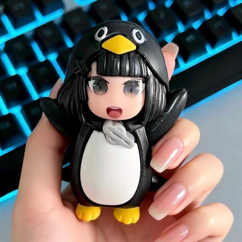 Kawaii Penguin‑Costume Girl Collectible Statue for Desk Decor Figurine Doll