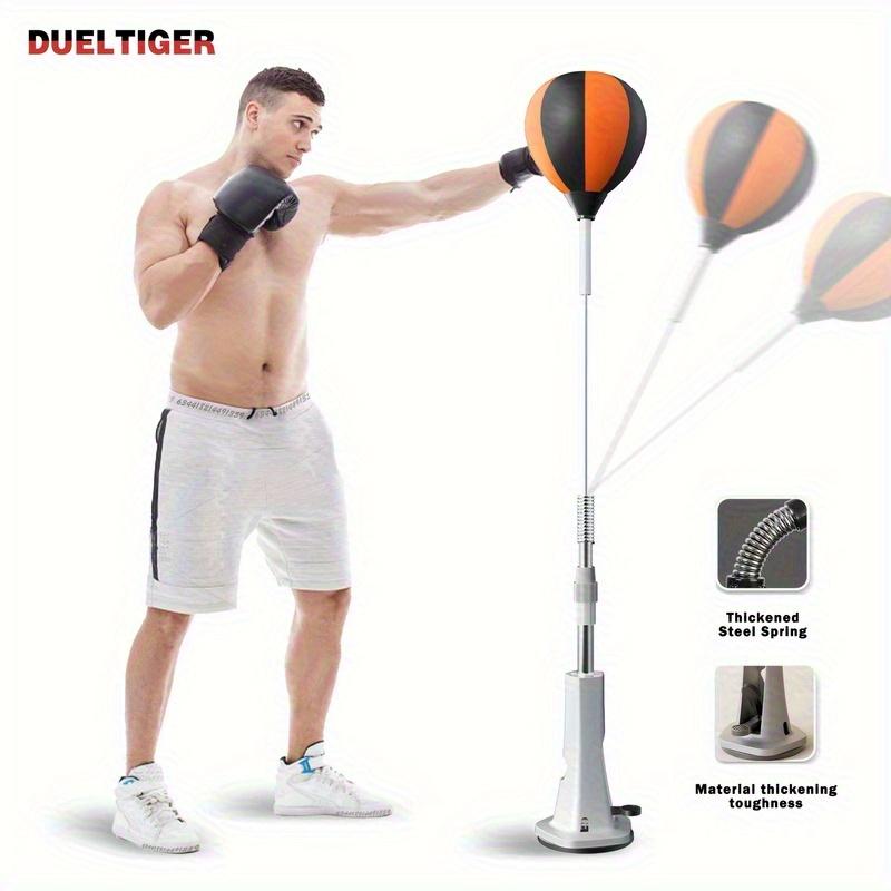 Adjustable punching reflex ball with suction cup base – Height-adjustable punching bag trainer, suitable for home gyms and fitness centers | Durable steel spring with fast rebound, ideal for hand-eye coordination and reaction training.