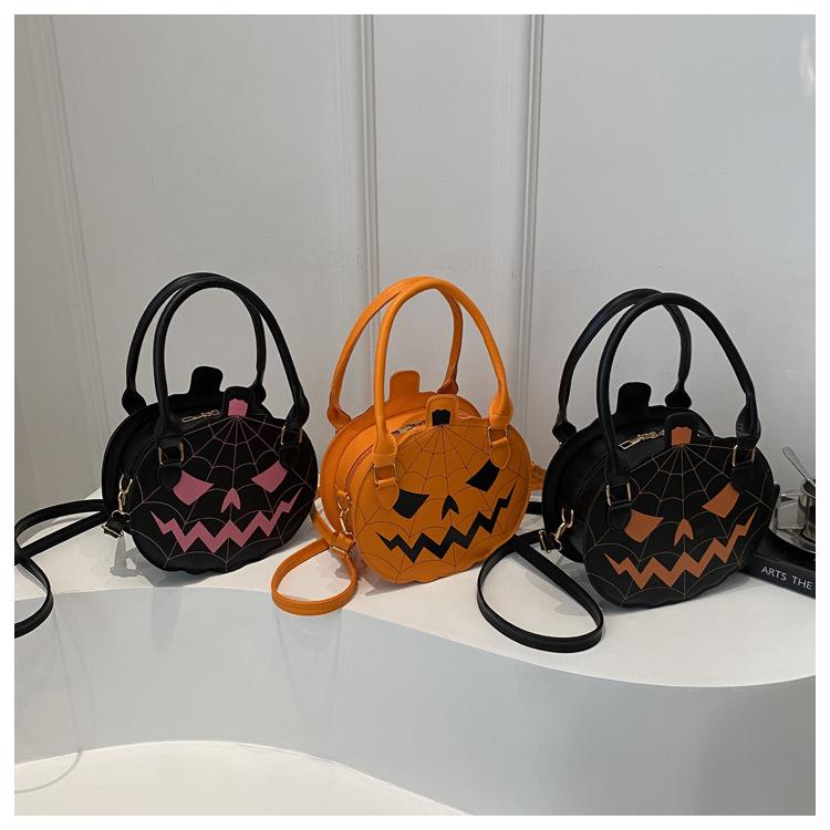 2026 New Halloween Pumpkin Bag, Contrast Color Simple Handbag, Funny Novelty Shoulder & Crossbody Bag for Women
