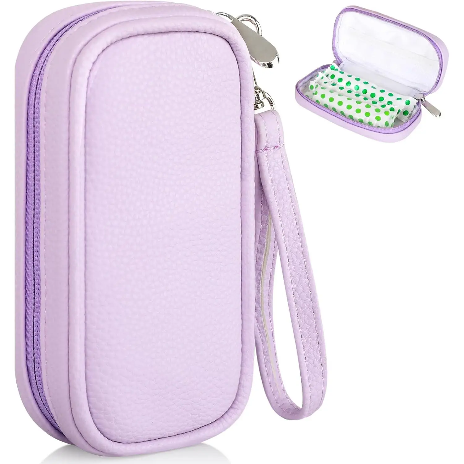 Tampon Holder for Purse, Portable Period Bag with Handle,Travel Pads Tampons Pouch, Pu Leather Small Tampon Organizer Case for Feminine Products, Waterproof Period Bags for Women