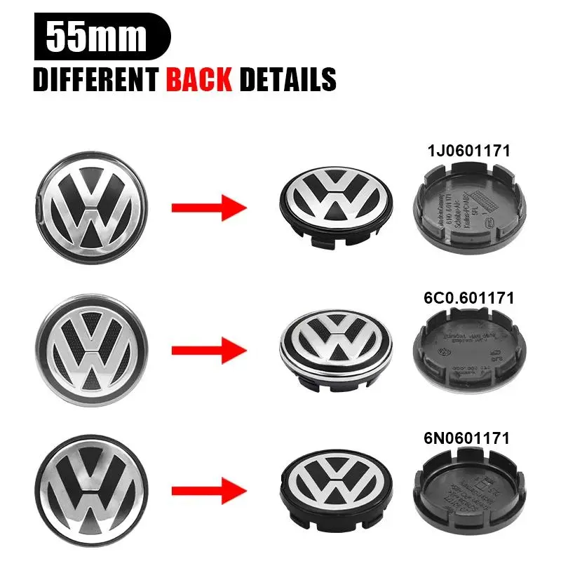 thumbnail image 2 of Set Of 4 56mm Alloy Wheel Centre Hub Caps | Glossy Black | 1J0601171 Style | Japan 2 of 4