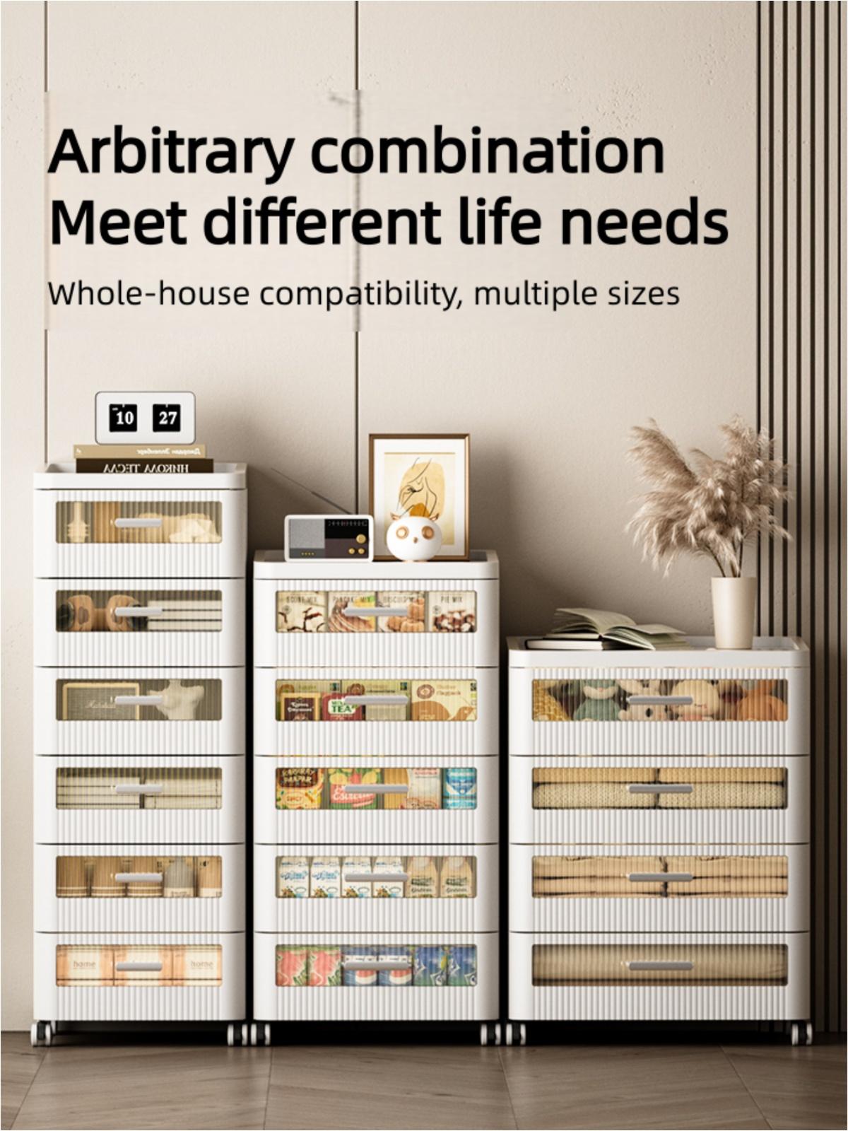 Cute Corner Dresser with Drawers & Wheels, Multi-Tier Rolling Storage Cabinet for Bedroom & Bathroom, Large Capacity Space-Saving Shower Organizer Cupboard Furniture