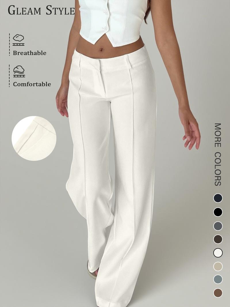 Women's Casual Fashion Suit Pants All Seasons, Plain Woven Fabric, Moderate Thickening, Fitted Style, Spring Wear