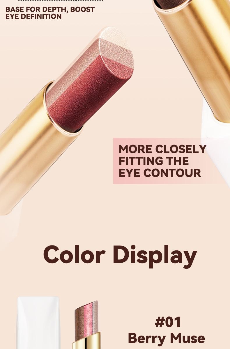 3-Color Shimmer Eyeshadow Stick - Easy Apply, Long Lasting for Natural Eye Looks