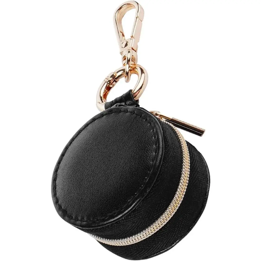 PU Leather Jewelry Ring Holder Keychain - Small Portable Zippered Travel Case with Soft Liner, Black, Rings For Women