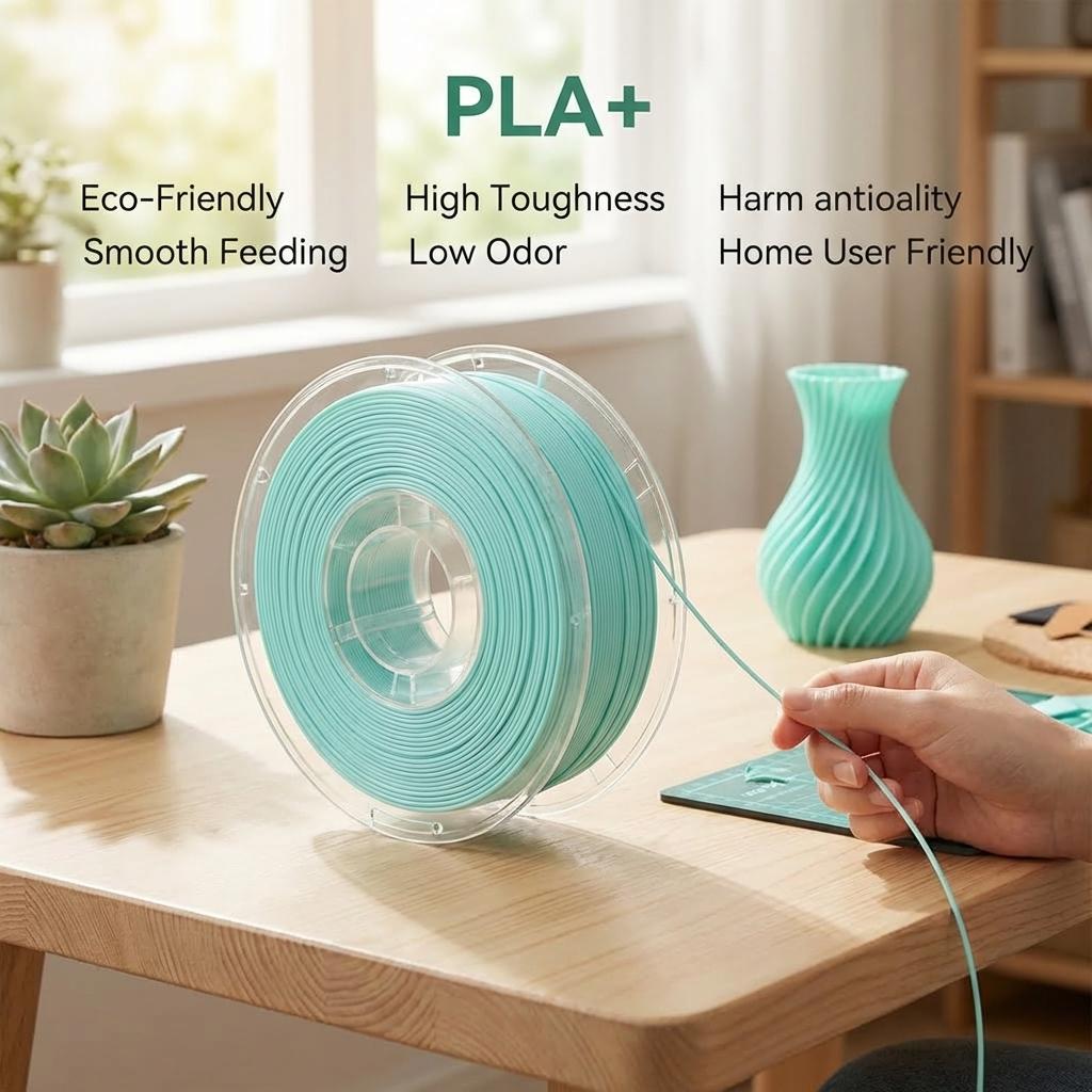 Eco-Friendly Pla+ 3D Printing Filament 1.75mm 1kg, Uniform Spooling, ±0.02mm Precision, Ideal for DIY Enthusiasts, Compatible with Most Fdm Printers