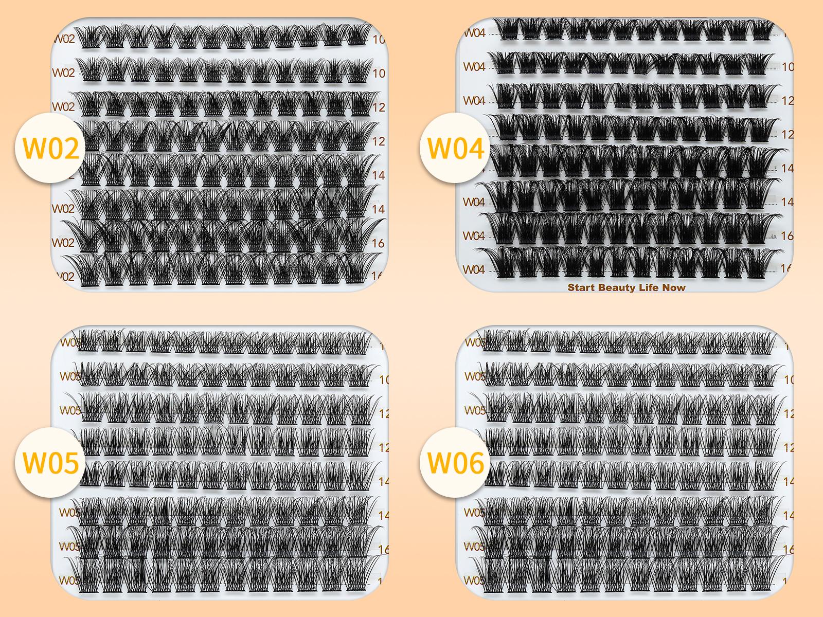 RITALASH 384PCS 4 style Cluster Lashes book Individual Lashes Clusters Eyelash Extensions False Eyelashes DIY False Lash Extension Kit Reusable False Eyelashes Natural Look Mix 10-16mm Makeup