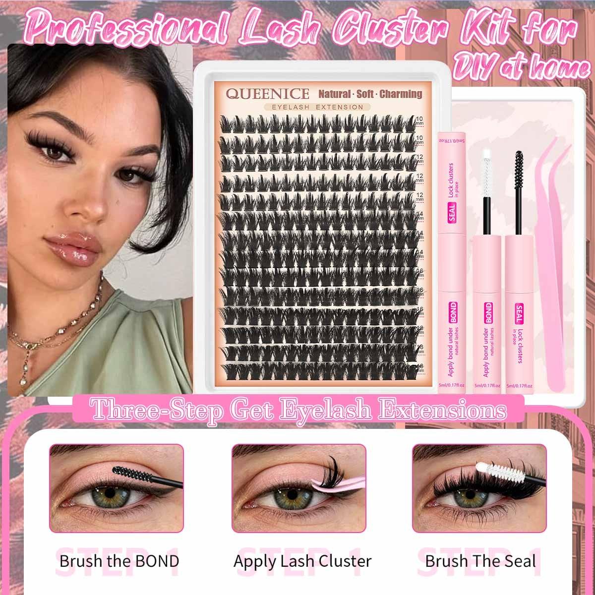 Spiky False Eyelash Extension Kit 80D Spiky Cluster Lashes, D Curl Manga Cat Eye Lash Extensions, 10-18mm Mixed Length Wispy Individual Lash Clusters, Soft Lightweight Reusable False Eyelashes, Diy Volume Eyelashes, Easy Pick Up, No Layering