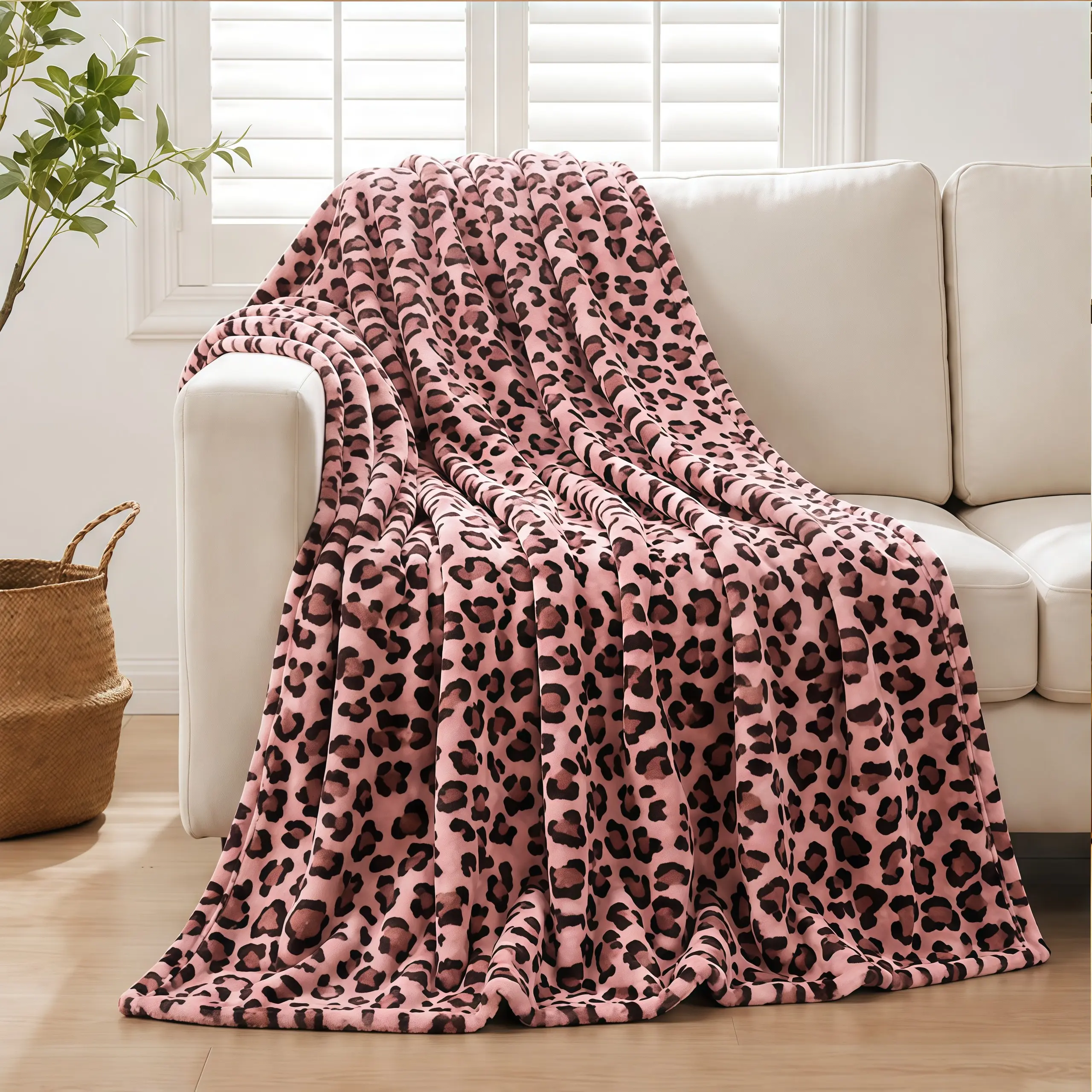 1pc Pink Leopard Print Personal Size Blanket, Suitable for Sofa Travel, Bed, Living Room, Individual Ultra-Soft Fluffy Cheetah Patterned Blanket