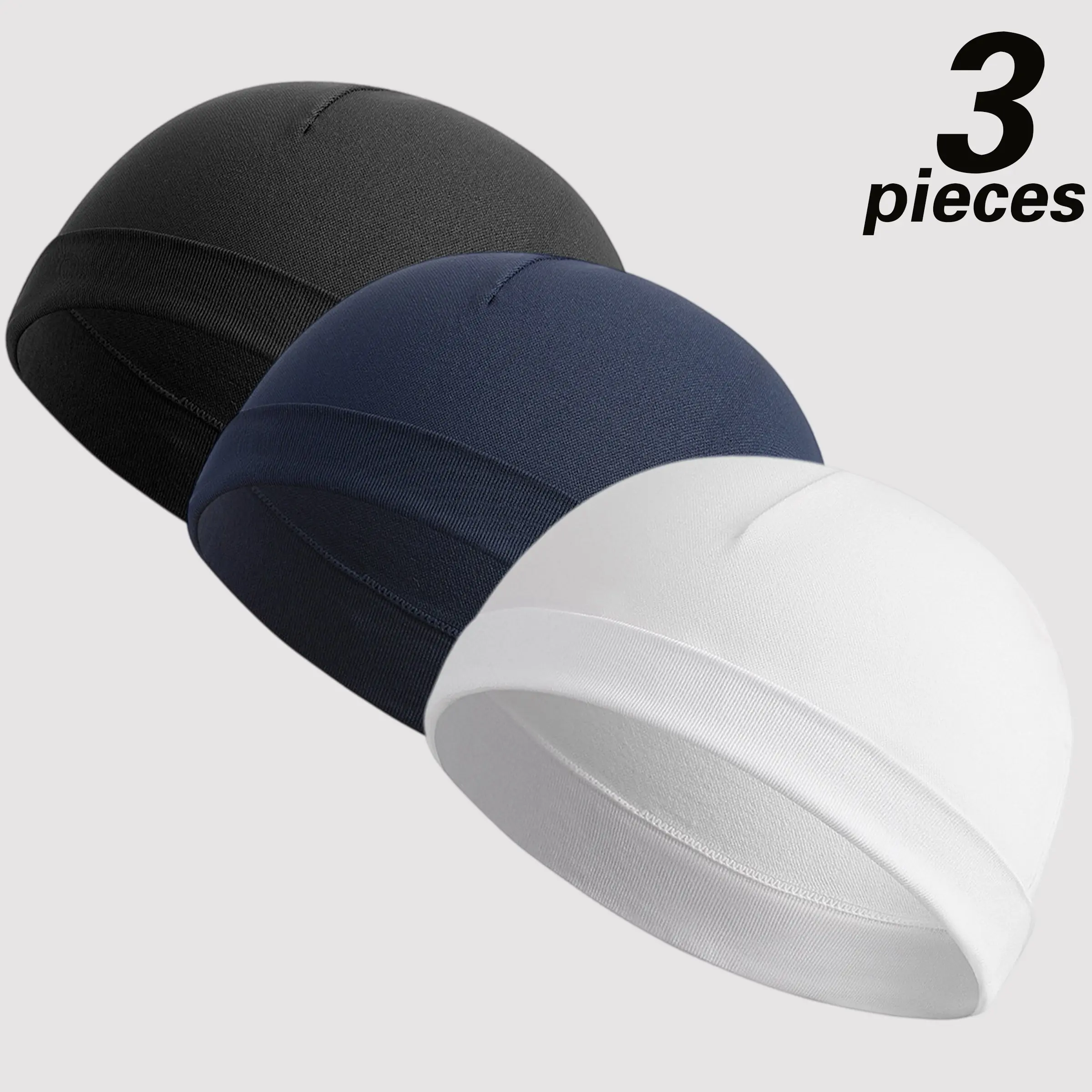 3 Pack Sweat Wicking Sports Beanie, Soft Knit Skull Cap Fits Under Helmets, Lightweight Running & Gym Hat for Men Women, Unisex