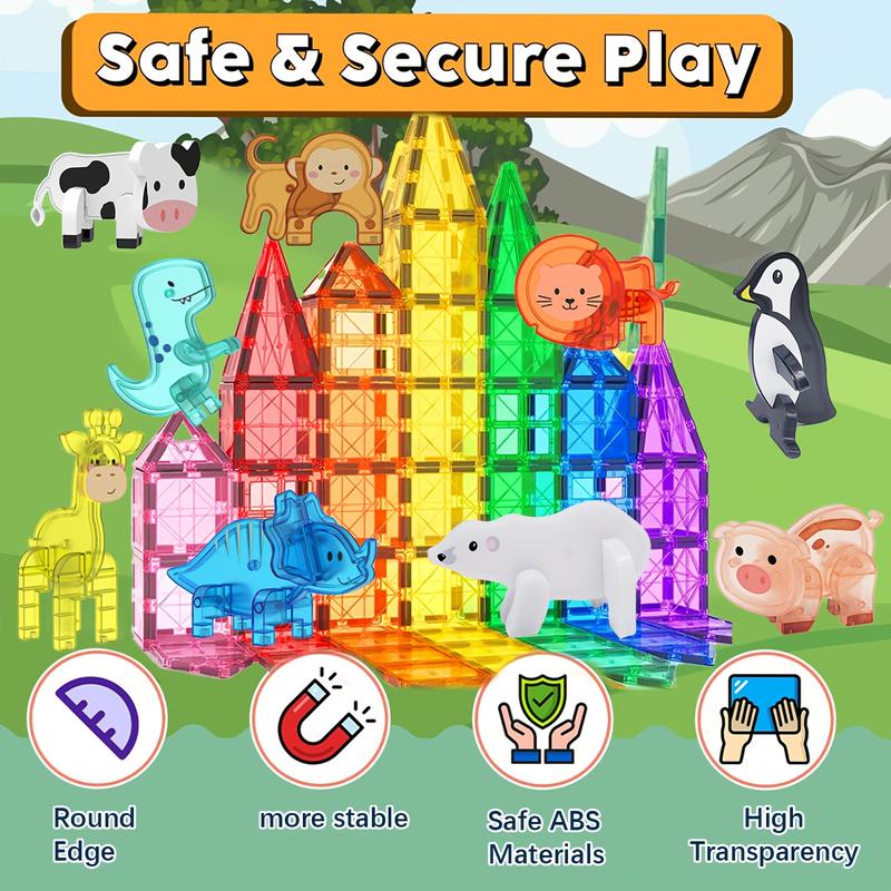 3D Animal Dinosaur Farm Creative Magnetic Blocks, Penguin Arctic Bear Magnet Tiles, Kids Toy Set, Best Gift for Boys & Girls