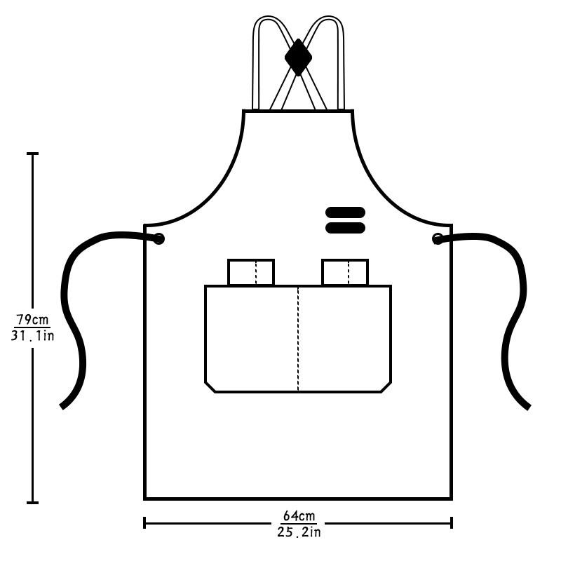 1PC Thick Canvas Chef Apron for Men and Women, Durable Workwear with Pockets, Ideal for Restaurant, BBQ, Baking, Painting, Gardening