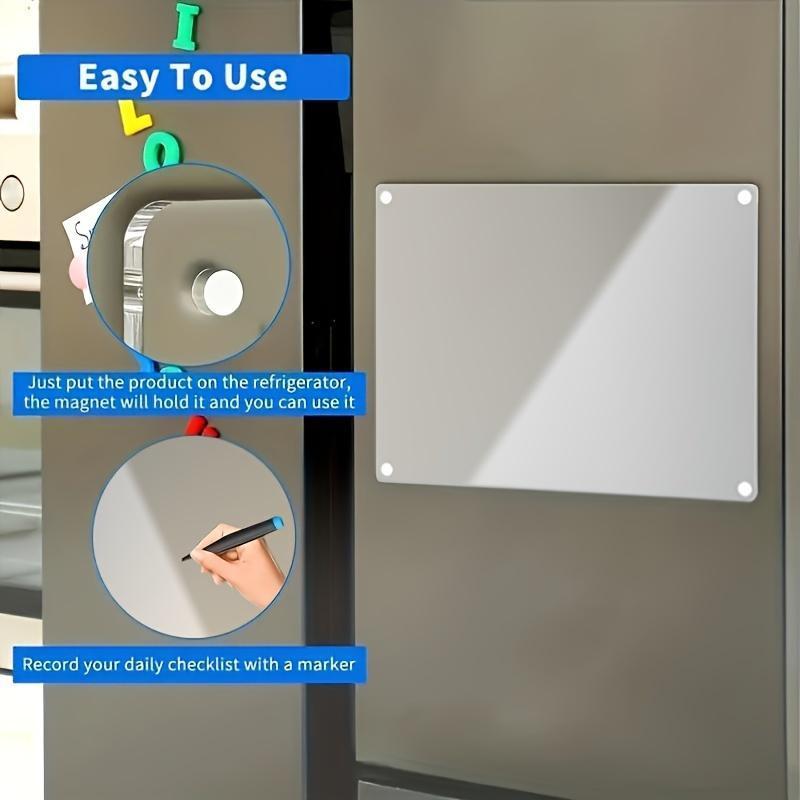 Magnetic Acrylic Calendar For Fridge, 1 Count Clear Dry Erase Message Board With 5 Marker Pen, Refrigerator Note Board For Home Office Daily Planner