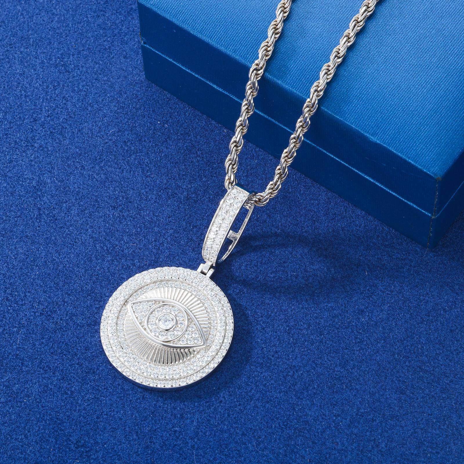 【PP675】Devil's Eye Pendant UCCIYO S925 Sterling Silver Synthetic Moissanite Pendant Necklace for Women Men Hip Hop Jewelry Gift