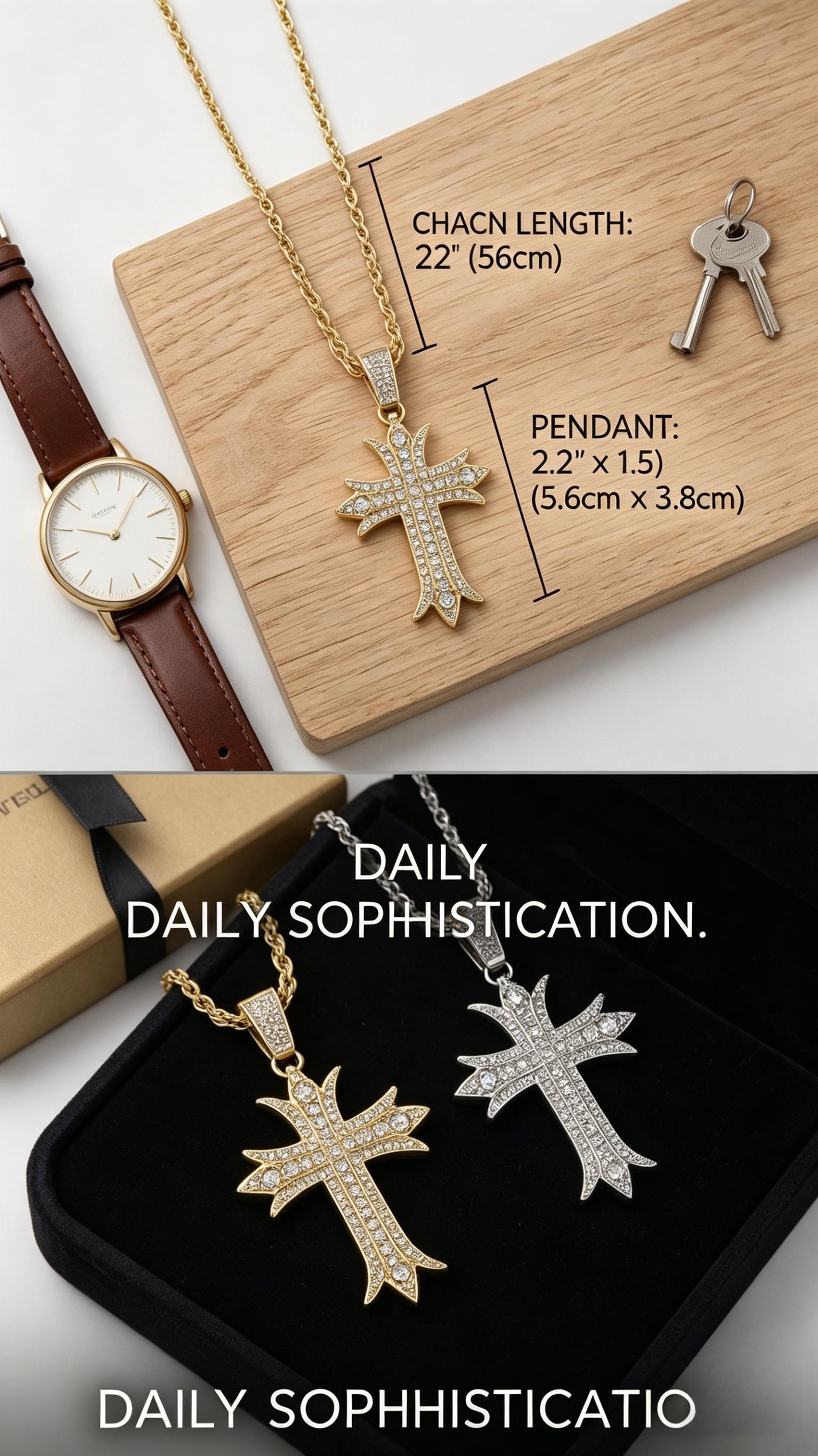 Durable Alloy Cross Pendant Necklace, Tarnish Resistant for Everyday Use