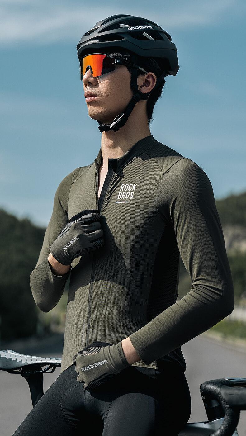 ROCKBROS Cycling Gloves Mountain Bike Gloves Anti-Slip Full Finger Bike Gloves SBR Pad Shock-Absorbing MTB Road Bike Gloves for Riding Running Hiking Outdoor Sports