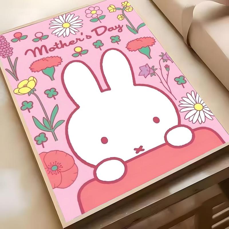 Cartoon Cute White Rabbit M-Miffy Poster Sticky Waterproof Wall Art High Quality Print Aesthetic Home Living Bedroom Decor Trendy Room Decoration Easy-To-Apply Gift Durable