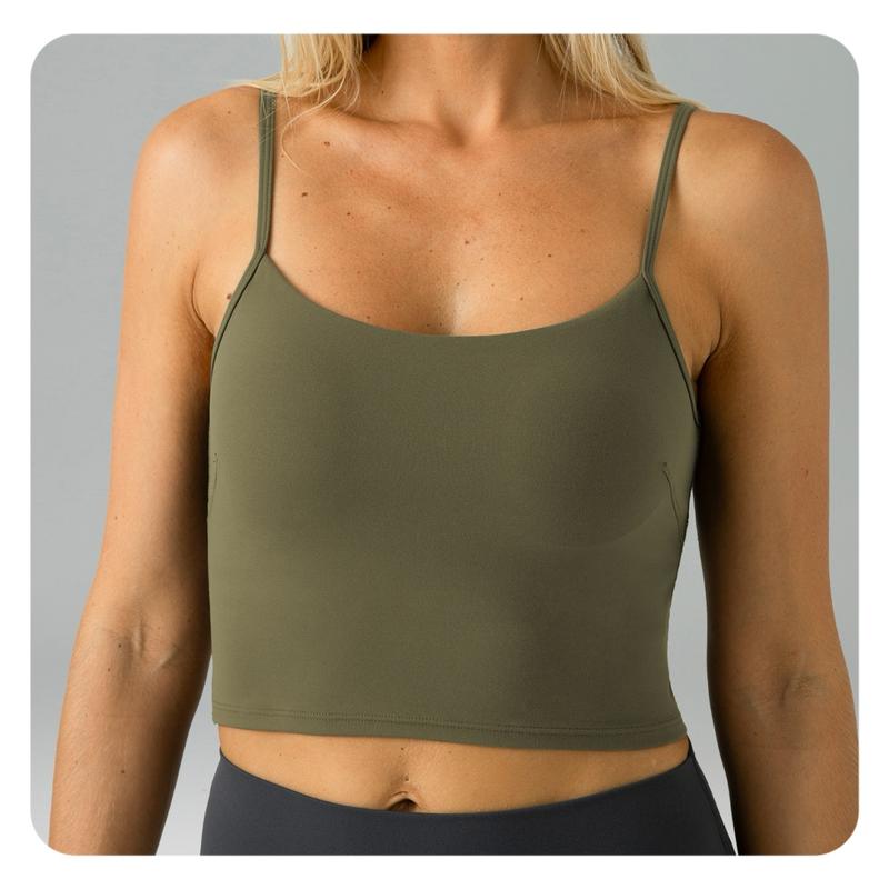 Colorfulkoala Women's Dreamlux Crop Tank Tops with Built in Bra Adjustable Workout Yoga Camisole