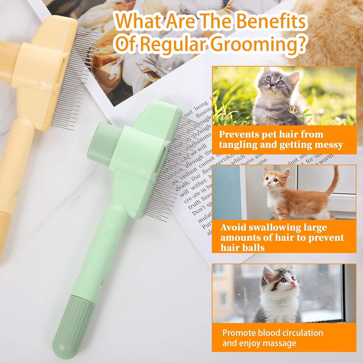 Avatore Cat Brush, Multi-Functional Pet Grooming Tool, Reduces Shedding & Pain Relief, Suitable for Short Hair Cats & Long Hair Cats