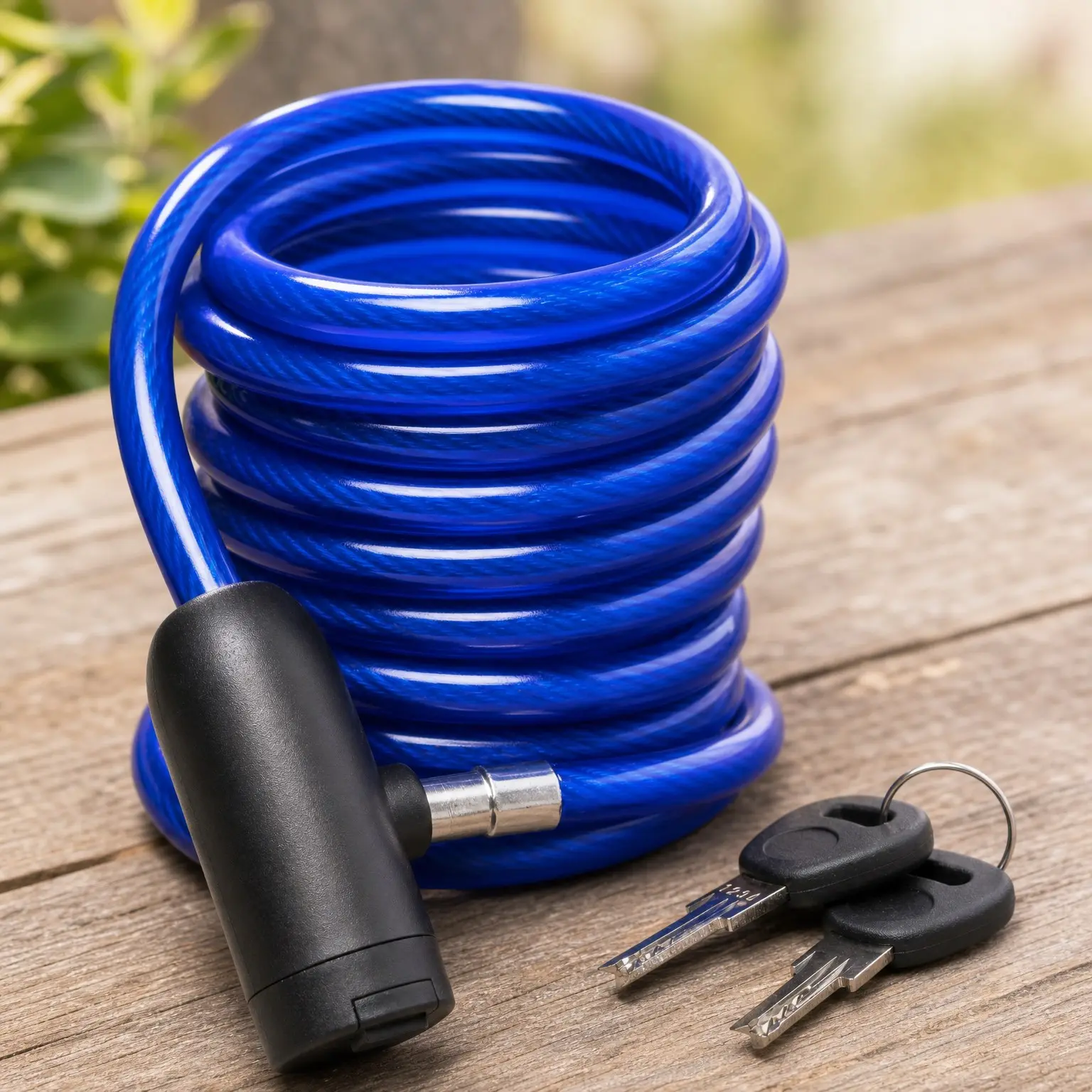 Coiled Security Cable Lock with Keys, 5ft (Available in 5-25ft Lengths)