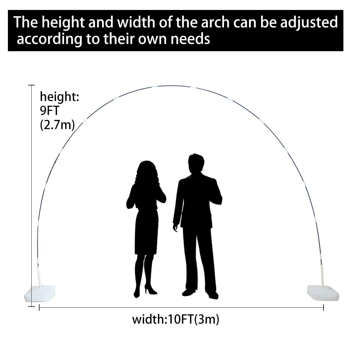 Adjustable Balloon Arch Stand , 9FT Height & 10FT Width Balloon Arch Kit ,Balloons Garland Frame Support Accessories for Wedding Baby Shower Birthday Decoration Garden Party Photo Backdrop