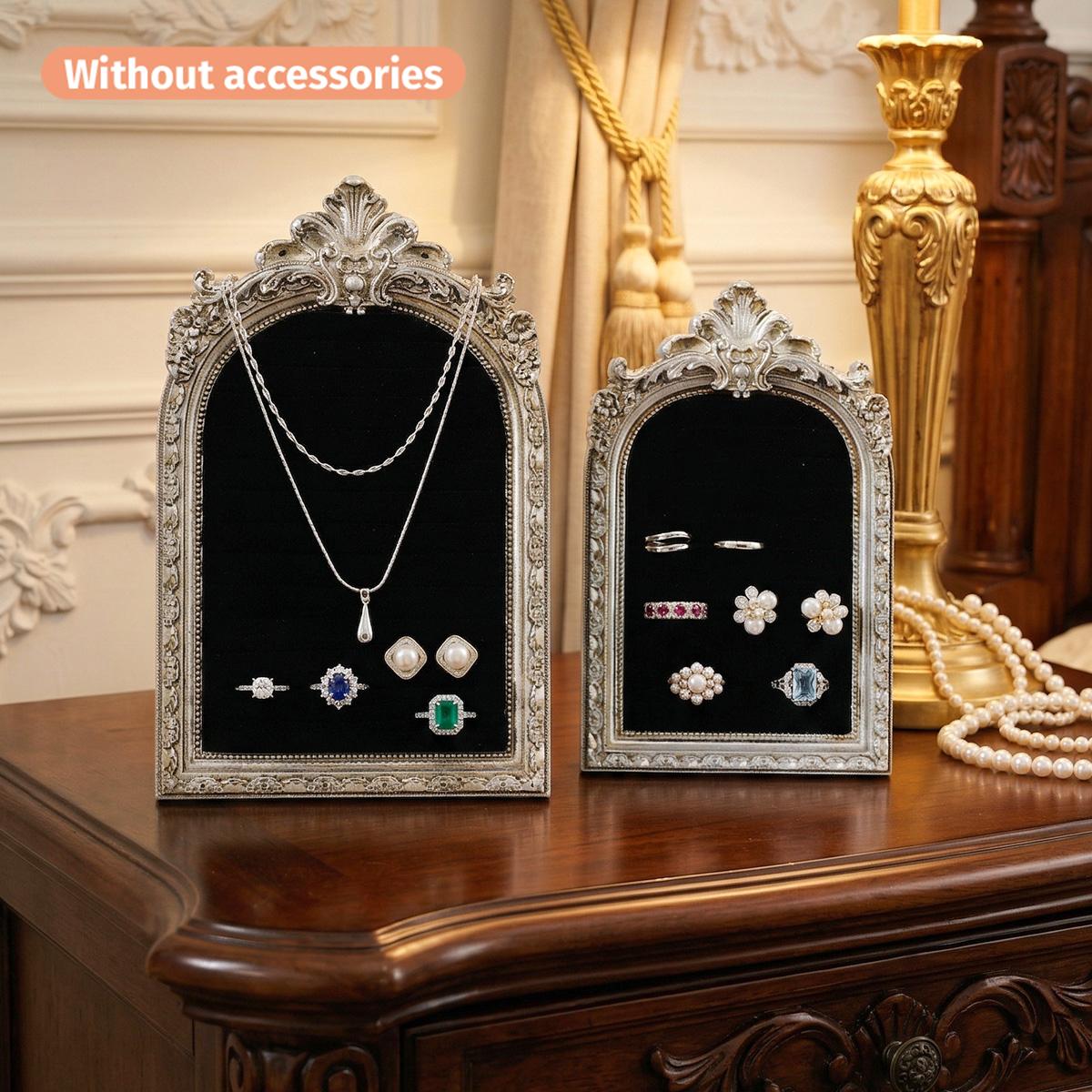 Vintage Silver Color European Style Decorative Jewelry Display Stand, Resin Material, Home Bathroom Decoration, Jewelry Organizer