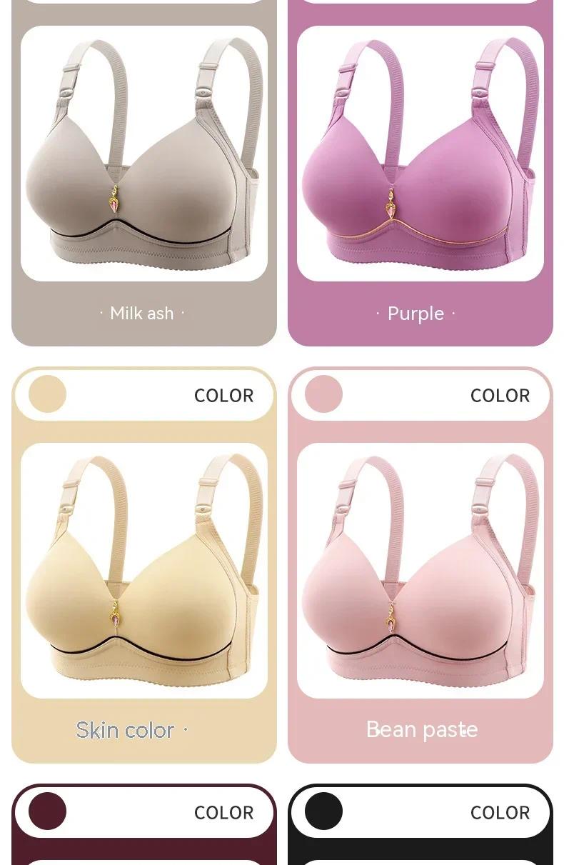 Women's Minimalist 6-Pack Wire-Free Mom Bras, Breathable Supportive Thin Glossy Non-Magnetic Plus-Size Clothes, Lady-Focused Comfortable Underwear for Curvy Figures