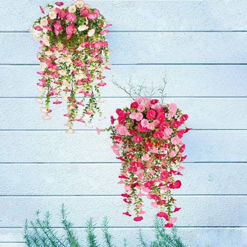 ☘️ [Lifelike Silk Petals] Elegant Pink Floral Vine | Indoor Hanging Plant - (Petals Easy To Reattach)