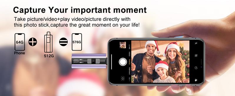 EATOP USB Flash Drive Intended for iPhone iPad, Memory Stick Storage for Photos and Videos Backup, Compatible with iPhone iPad Android PC, Plug and Play, No Application Required