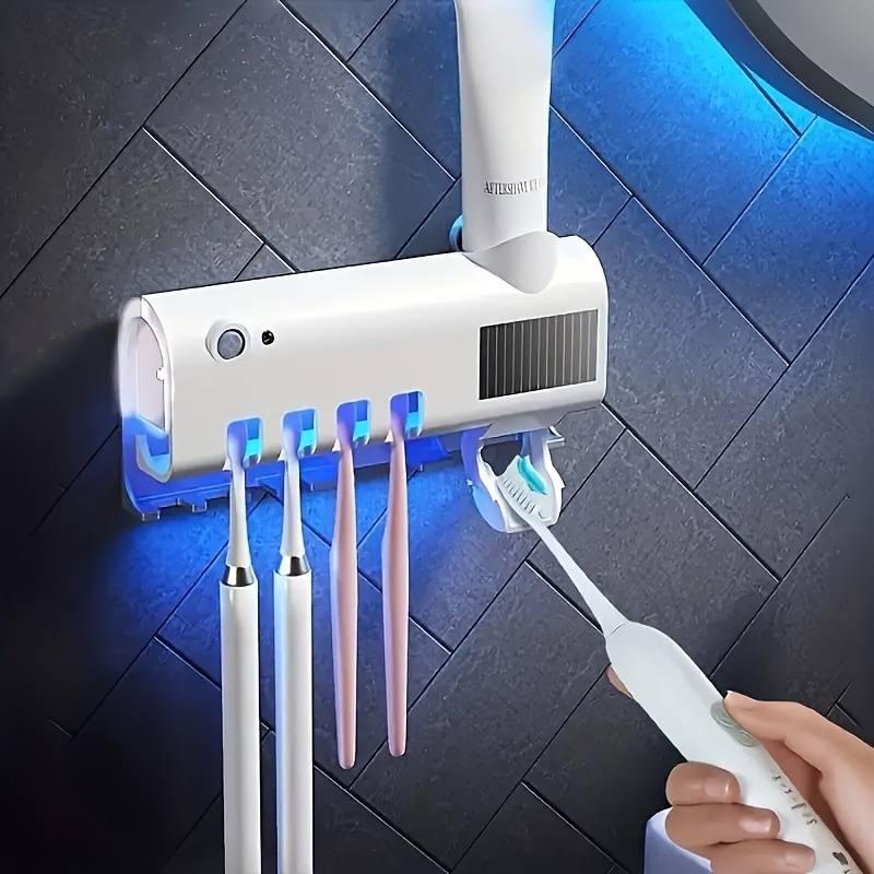 Smart Toothbrush Sterilizer, White Dustproof Toothbrush Holders, Automatic Toothpaste Dispenser, Uv Sterilizer, Electric Toothbrush Holder, Wall Mounted Toothbrush Storage Rack, Bathroom Accessory, Toothbrush Protector, Home Goods