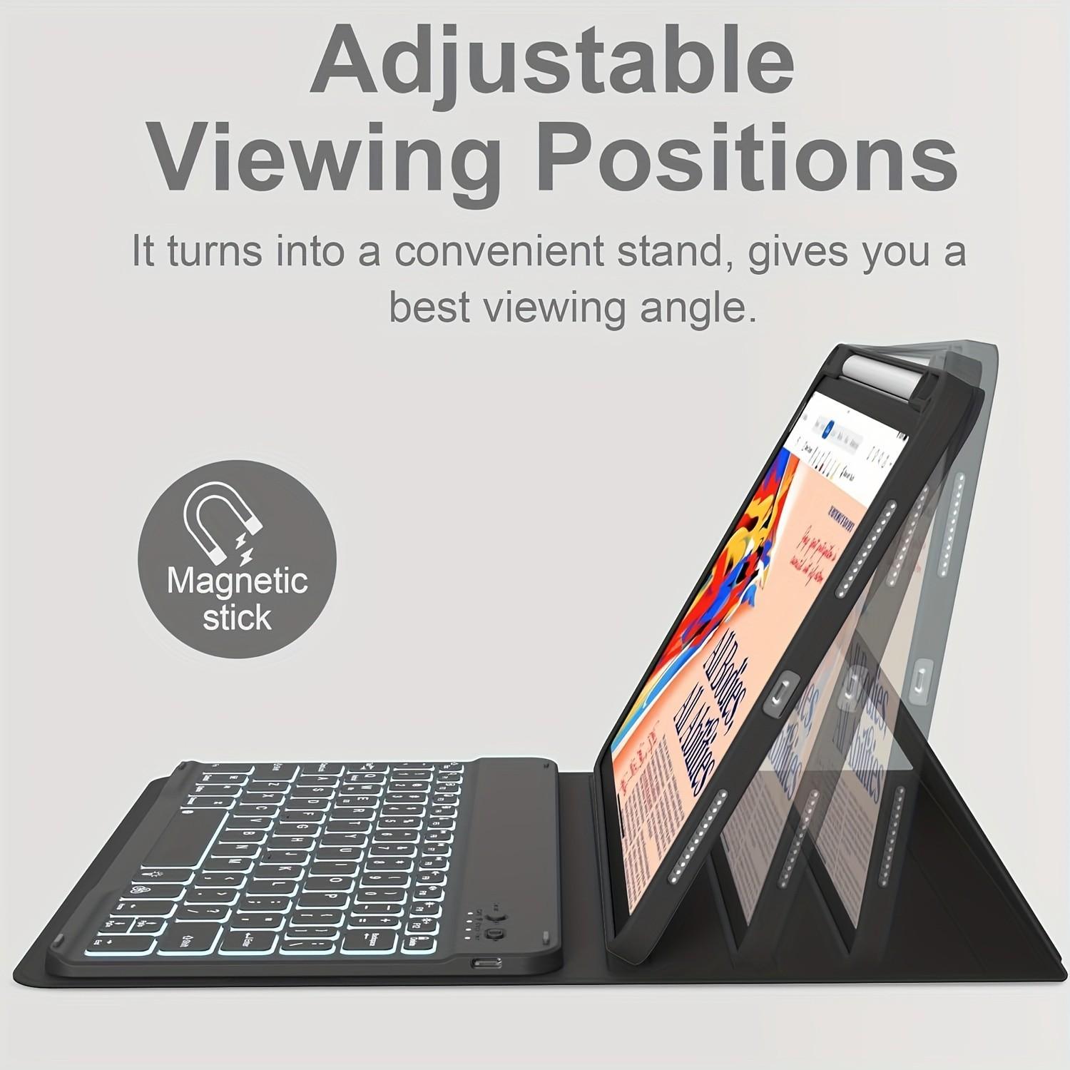 Bluetooth-compatible Keyboard Case for 10th Gen iPad, RGB Backlit Keyboard, Slim Stand Protector, Pen Slot, Shell, Compatible with A16 iPad (2022)