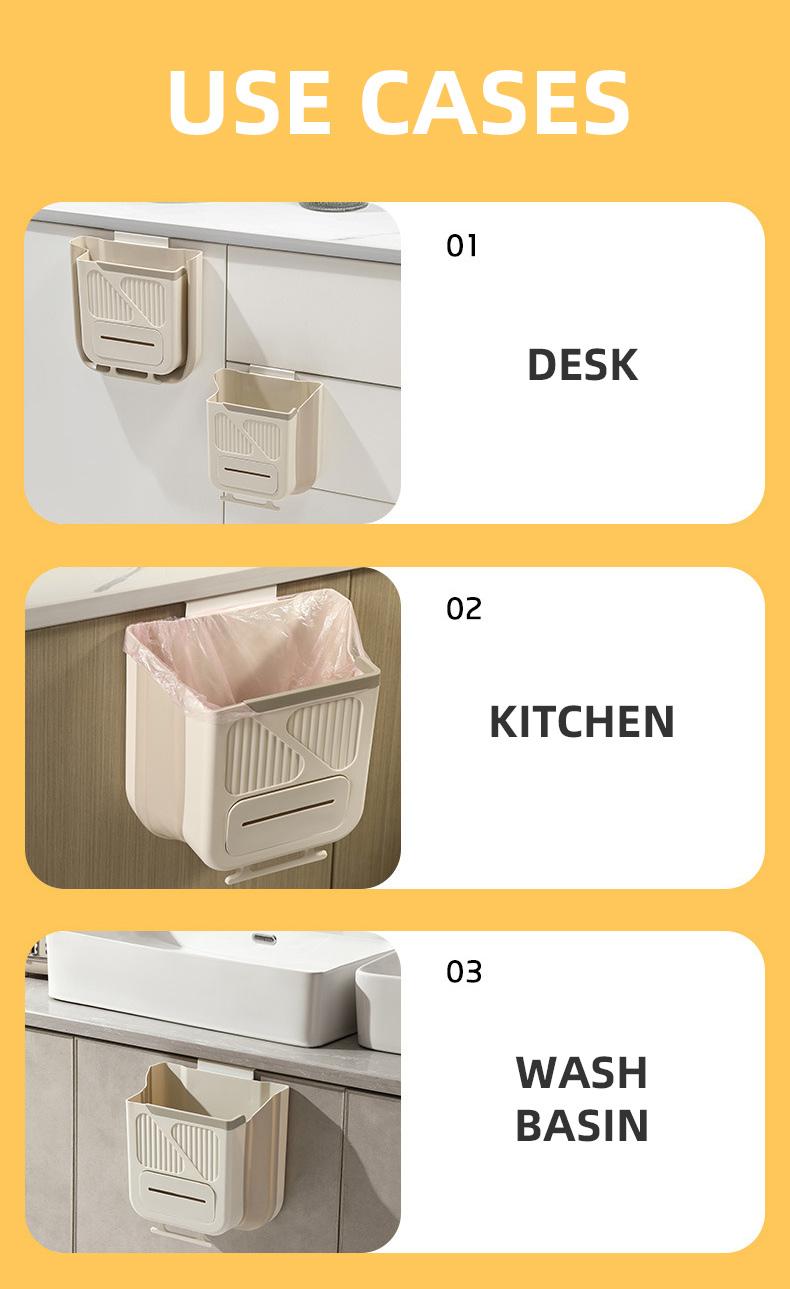 Foldable Kitchen Narrow Trash Can – Hanging Garbage Organizer, 1 Count Kitchen Bin, Space-Saving Household Items & Kitchen Accessory for Home