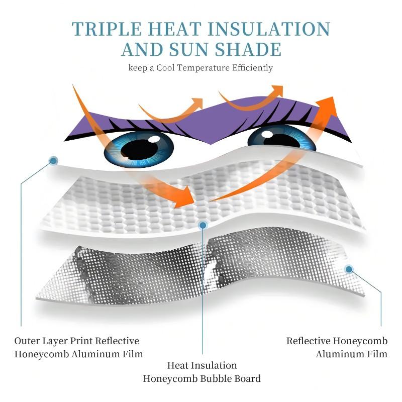 Creative Cartoon Eyes Car Sunshade, UV Protection, Foldable, Polyester, Fits RV and Suv, Front Windshield Protector, All Seasons