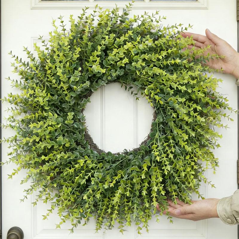 Simulated Yellowbox Moneyleaf Flower Ring - The perfect decoration for spring and summer seasons, suitable for front door decoration, farmhouse style, gardens, patios, festivals, window parties, walls, artificial greenery, front door door-hanging home dec